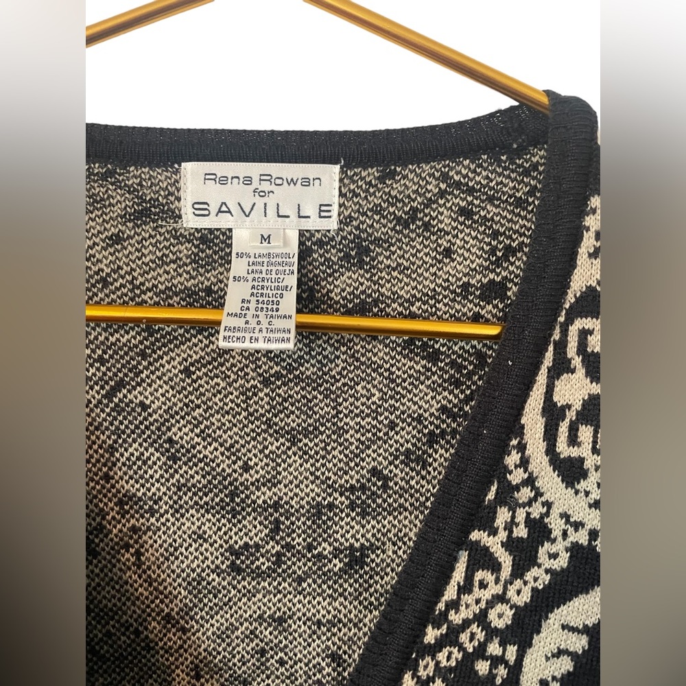 Rena Rowan Lambs Wool Blend Woman’s Paisley Print Cardigan Sweater, Size Medium - Picture 3 of 3